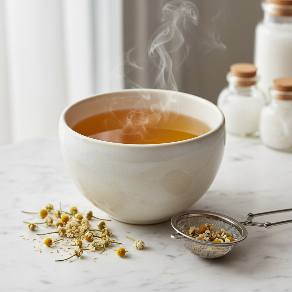 Georgia Rose Chamomile Dream Tea with dried chamomile flowers